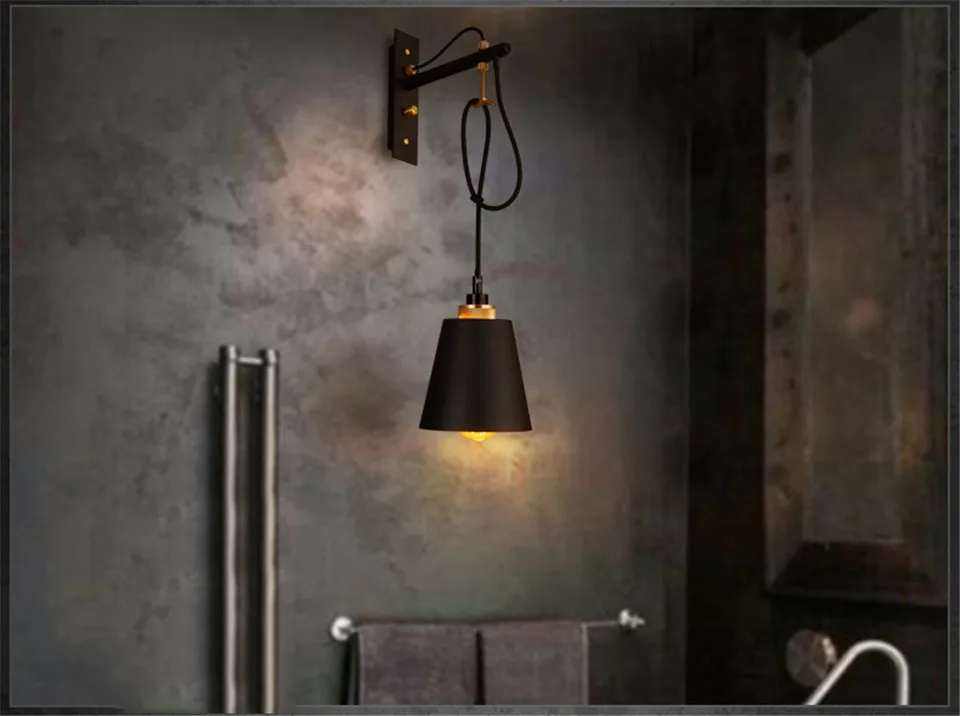 Винтажные железные светодиодный настенные светильники промышленные бра ночник с подставкой прикроватный бар ресторан кафе Лофт Декор свет стеновой в коридоре
