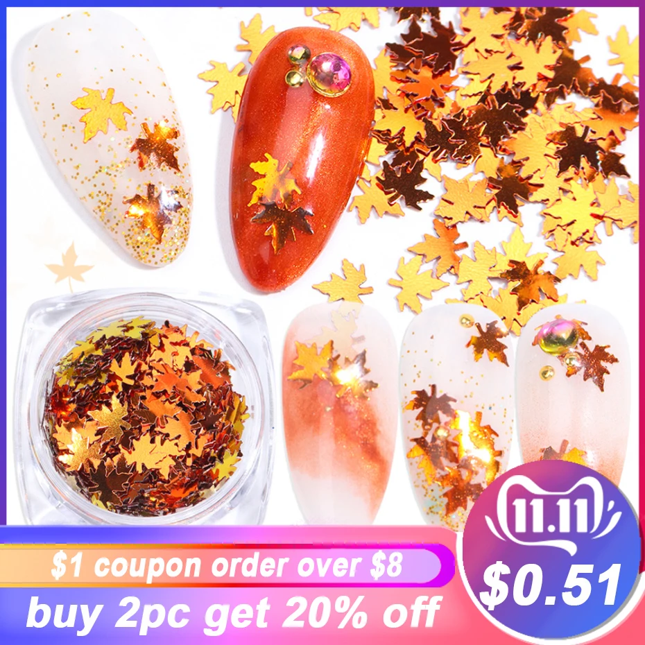 

1Box Nail Art Sequins Chameleon Maple Leaf Chrome Flakies Decor Holo Multicolor Glitter Paillette Manicure Polish Tool LAFY01-05