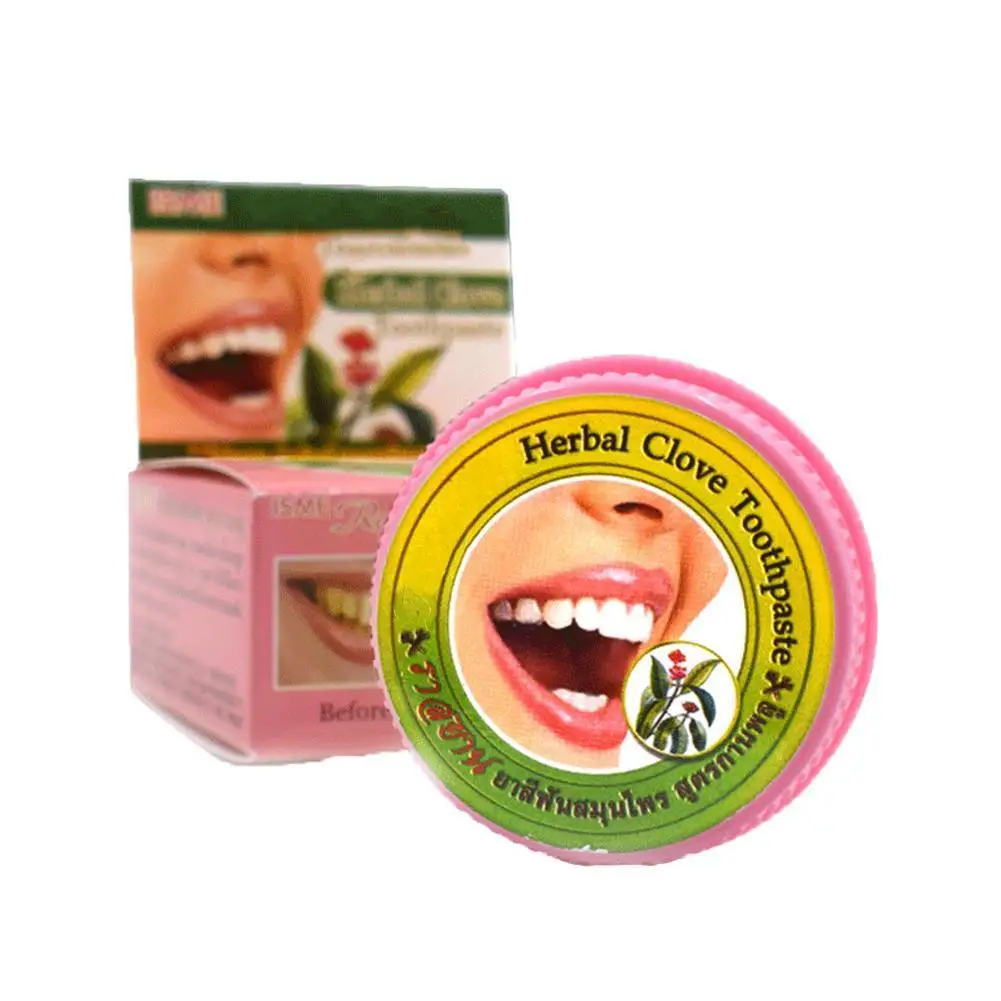 

Natural Rasyan Herbal Clove Thailand Toothpaste Tooth Whitening Toothpaste Remove Bad Breath Dentifrice Tooth Paste 25g Powder