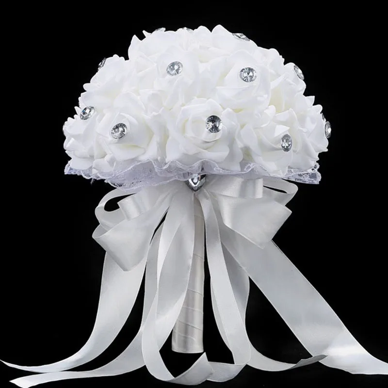 Wedding Bouquets Artificial Rose Flowers Wedding Bouquet Blue and White Bridal Bouquet Accessories Handmade Artificial Flower Rose