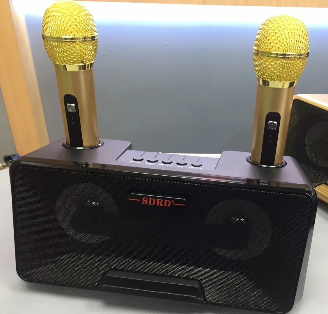 Портативный HIFI микрофон динамик Sdrd301 беспроводной микрофон бытовой Ktv открытый мобильный телефон Bluetooth аудио Cara Ok машина - Цвет: black speaker