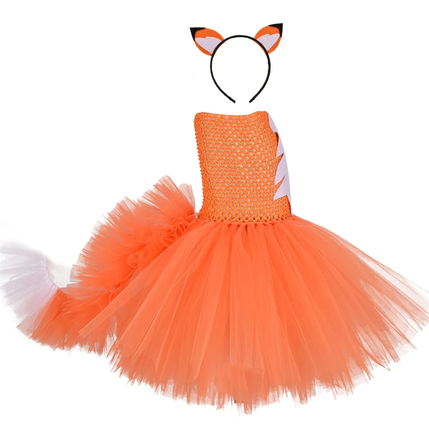 Orange Fox Girls TuTu Dress Children Animal Costume Cartoon Kids