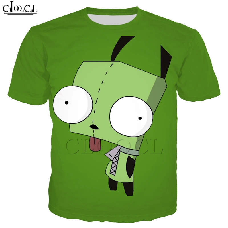 Футболки с принтом аниме Invader ZIM для мужчин и женщин мультяшная 3D футболка