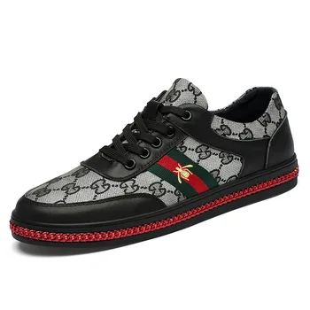 

Loafers Men's 100% Cow Genuine Leather Casual shoes Business Men Dress Shoes bee Flats Shoe Lace-up man Designer Sneakers