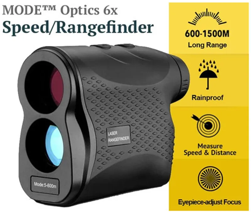 MODE 600/900/1200/1500M LASER RANGEFINDER-MEASURES DISTANCE & SPEED (6X ZOOM)