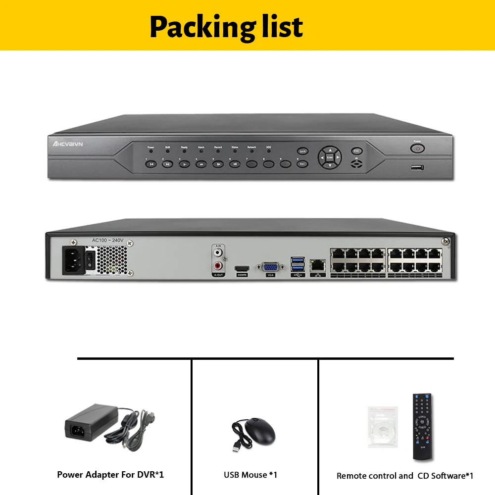 H.265 16CH 5MP 3MP 2MP 8CH 4K 48V POE NVR P2P ONVIF 5MP сетевой видеорегистратор для IP камеры видеонаблюдения CCTV системы