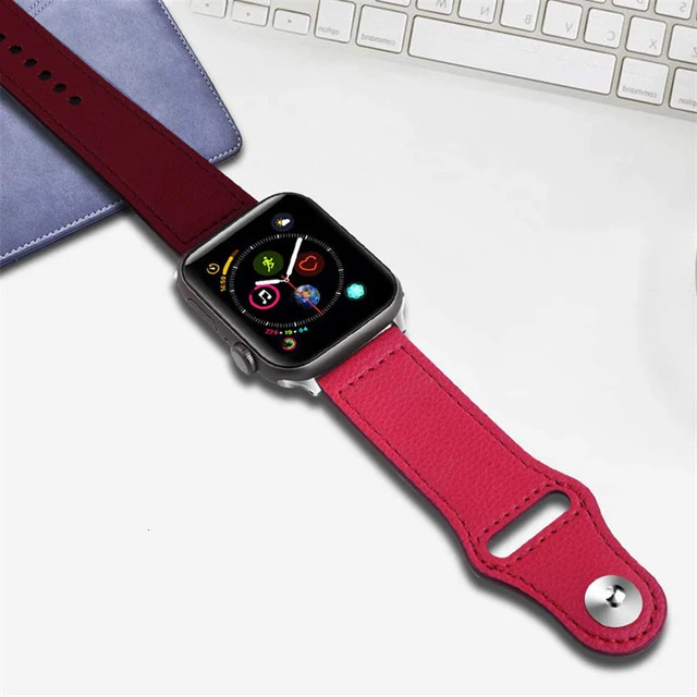 S Red-Wine red Кожаный ремешок для apple watch band 4 5 44 мм 40 мм iwatch band 42 мм 38 мм Браслет apple watch 4 3 2 1 Аксессуары спортивный ремешок для часов - Цвет ремешка: S Red-Wine red
