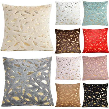 

Feather-printing Plush Pillowcases Soft Fur Pillow Cases 45*45cm Square Pattern Cushion Cover Luxury Home Decor Pillows Cover