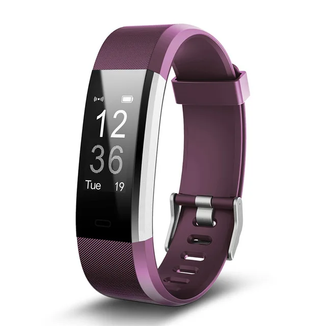 Purple 115 плюс смарт-браслет для мужчин и женщин gps фитнес-трекер Bluetooth Монитор артериального давления пульса управление музыкой pk MiBand 4 - Цвет: Purple