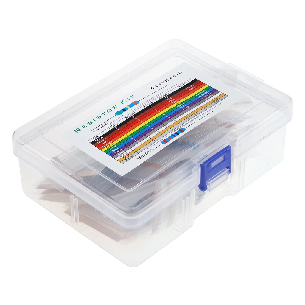 50 Values 1% Tolerance Resistor Kit Assortment 1 Ohm-10M Ohm (Pack of 1000)