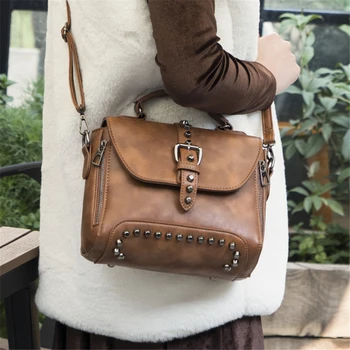 

Retro Style Women Bag 2020 New Foreign Rivet Women Shoulder Bag Slung Ladies Crossbody Bags Buckle Trade Handbag