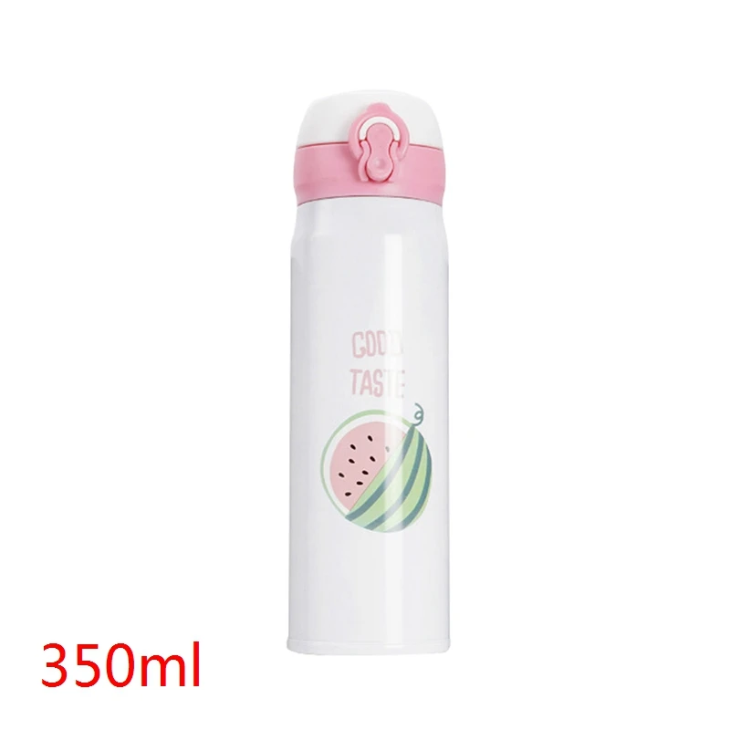 watermelon 350ml IVYSHION, 2 размера, милая красочная фруктовая прыгающая крышка, чашка из нержавеющей стали, Термокружка, Термокружка - Цвет: watermelon 350ml