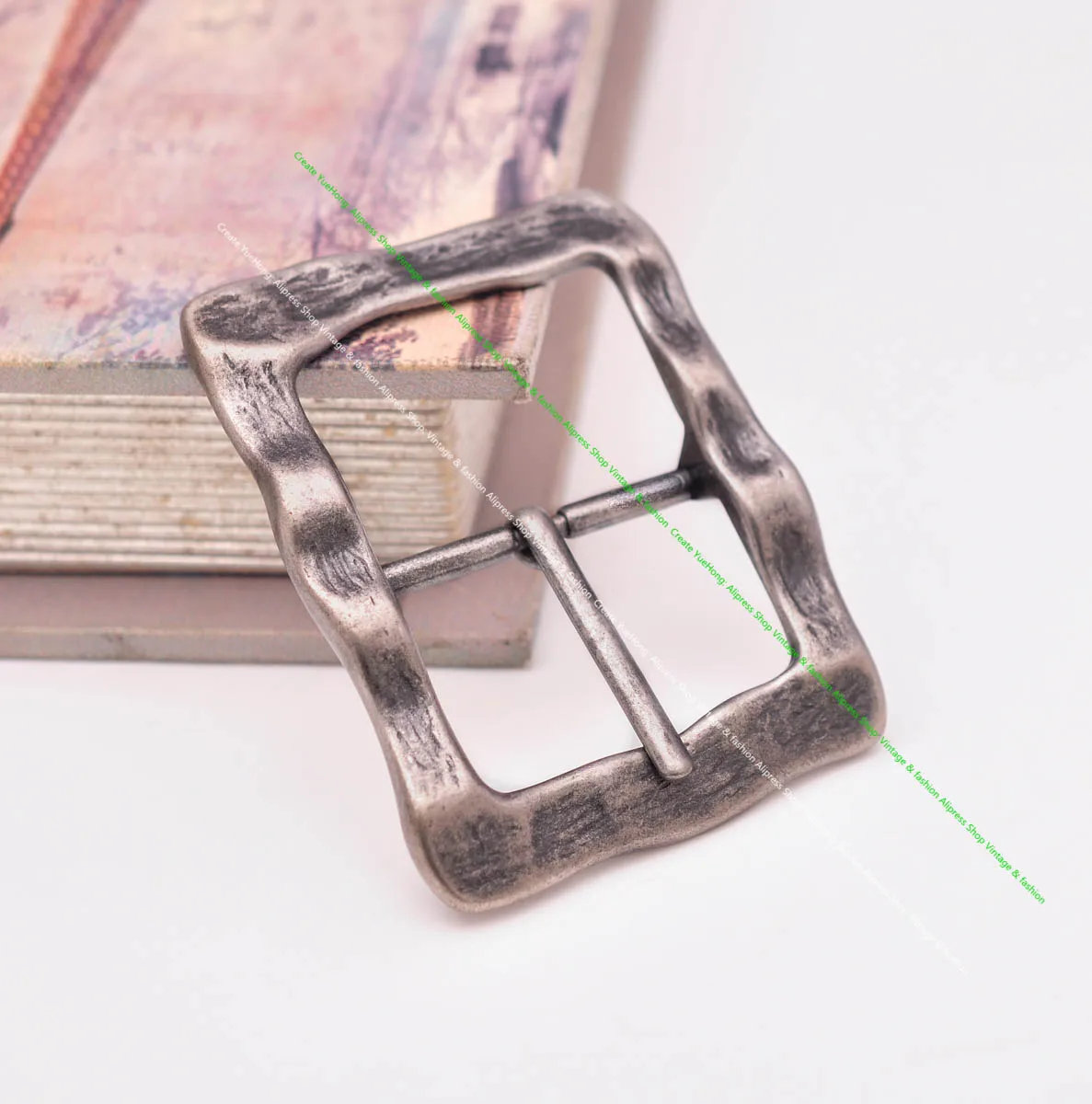 HEAVY STURDY ANTIQUE SILVER PLATED RUGGED SQUARE CENTER BAR RODEO COWBOY WESTERN LEATHER BELT BUCKLE REPLACEMENT FIT 40 MM
