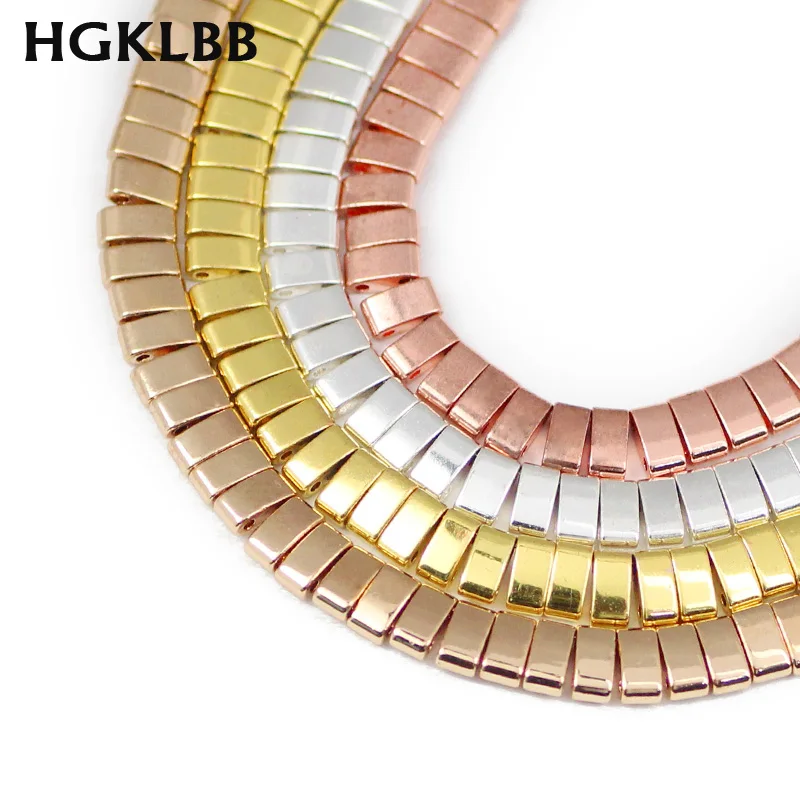 HGKLBB из розового золота прямоугольник Натурального Гематита каменные бусы 5x2 5 мм