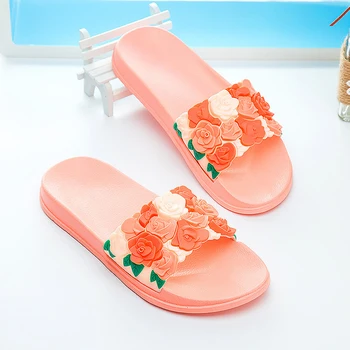 

Summer Slippers Shoes Woman 2020 Flower Light and Comfortable Anti Slip on Slippers Beach Flip Flops Flat Slides Sandal