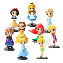 Дисней Принцесса игрушки Замороженные Эльза Анна Рапунцель Белль Золушка Алиса Белоснежка Ариэль Фигурки ПВХ Модель Коллекция Подарки