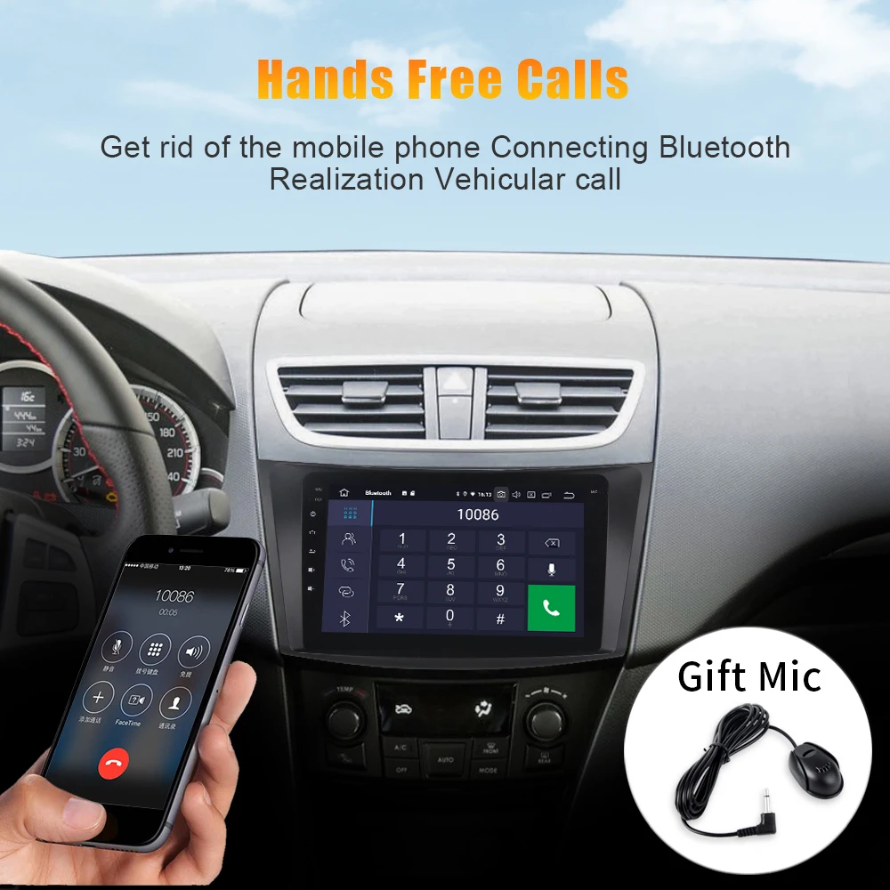 Sale Android 9.0 Car 1 din Stereo for SX4 2006 2007 2008 2009 2010 GPS Car Radio Bluetooth 9" IPS Multi Touch Screen 4