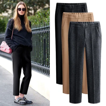 

HStar Plus Size 5XL Pantalones 2020 Autumn Winter Korean Woman Wool Trousers Harem Pants Pantalon Femmes Calca Roupas Feminina