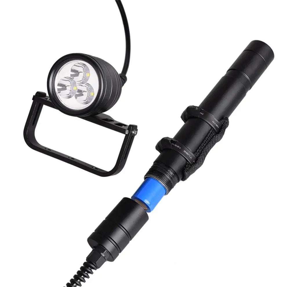 Tocha para Mergulho Linha Comprimento Subaquático 150m 3000lm Interruptor Magnético 3x Xm-l2 Led Lanterna Mergulho Fotográfico 1.2 m - 2 14 Luzes e Iluminação