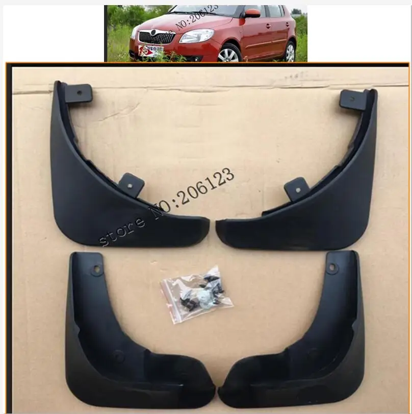 Набор автомобильных брызговиков для Skoda Fabia 2 2007-2014 Roomster брызговики грязевые щитки