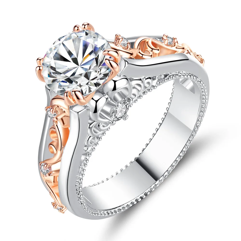 

TE323 new rose-gold-plated ring-coloured gemstone topaz-champagne hand ornaments from Europe and America eBay