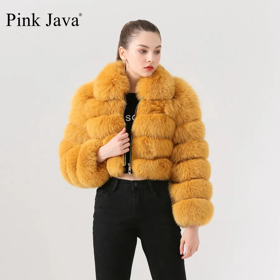 turmeric Розовый java QC19021 Новое поступление, горячая Распродажа шуба из натурального Лисьего меха женская меховая куртка короткое пальто - Цвет: turmeric