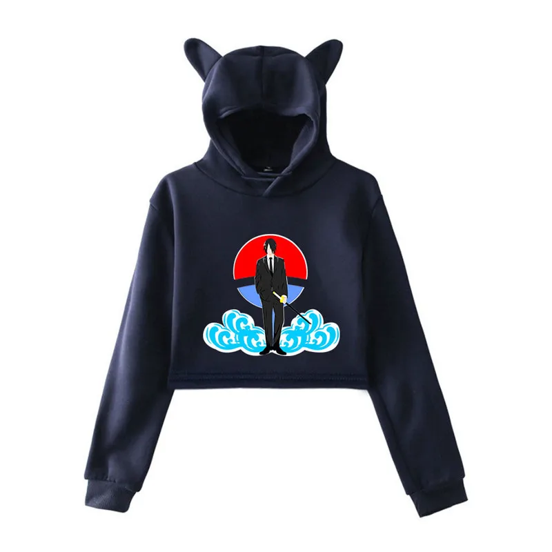 Наруто 2D принт kawaii толстовка женская мода пуловер короткая рубашка сексуальная девушка личность кошачьи уши Толстовка