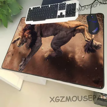 

XGZ Animal Large Size Mouse Pad Lock Side King Fierce Lion Laptop PC Table Mat Grassland Hunting Printing Rubber Non-slip