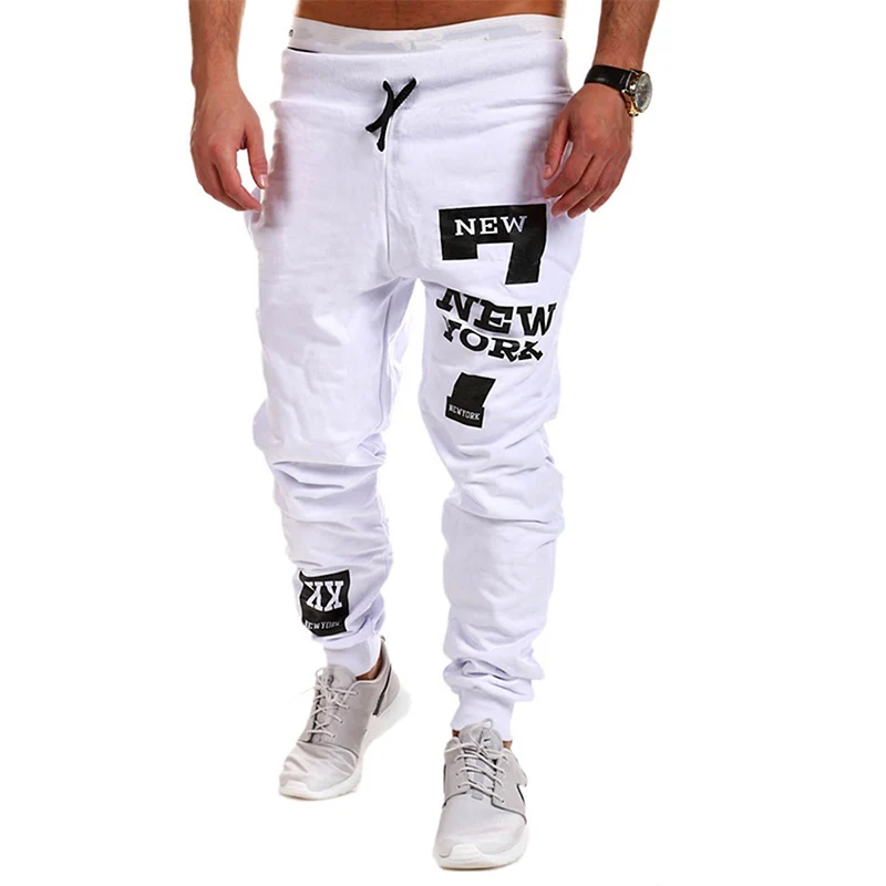 PT02-white OLOME уличные Мужские штаны для спорта, модные штаны с флагом США и буквенным принтом, мужские удобные свободные хлопковые спортивные штаны - Цвет: PT02-white