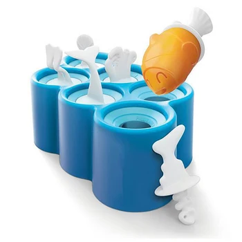 

Fish Ice Pop Molds 6 Different Easy-Release Silicone Popsicle Molds In One Tray Unique Sea-Creature Designs Bpa-Free - Blue As S