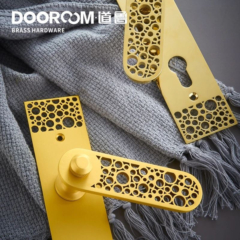 Dooroom латунный дверной рычаг ультратонкий бесшумный светильник роскошный черный золотой интерьер спальня ванная комната деревянный неравный двойной дверной замок