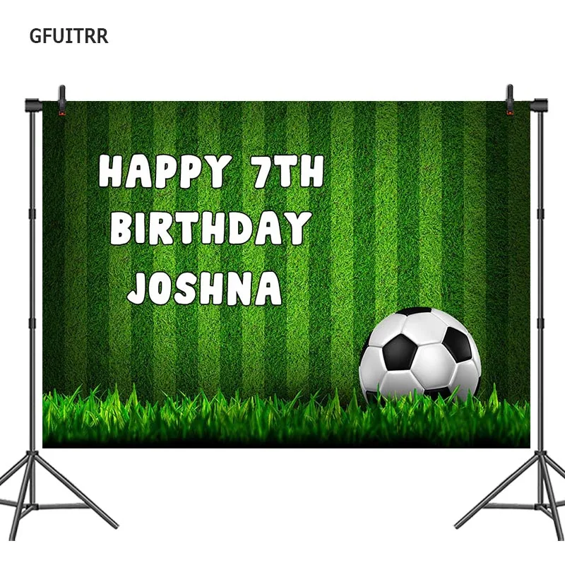 

GFUITRR Field Grass Soccer Photography Back drop Birthday Party Photo Background Fabric Photo Props