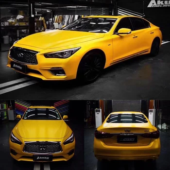 شراء152 سنتيمتر * 18 متر سيارة الجسم فيلم الأصفر الفينيل فيلم ألواح رسومات للسيارات يمكنك تركيبها بنفسك ملصقات الشارات التفاف ورقة فقاعة الحرة غشاء...