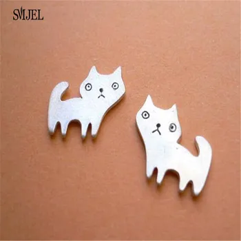 

SMJEL Lovely Animal Stud Earrings Women Children Jewelry Wolf Cat Lion Cheap Earring Wholesale pendients