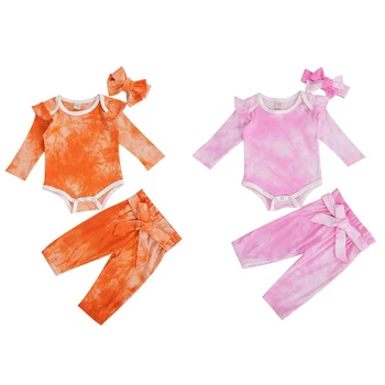 

Infant Baby Boy Girl Tie Dyeing Clothes Casual Suits Tie-dye Long Sleeves T-Shirt Tops+ Elastic Waistband Pants Outfits 0-24M