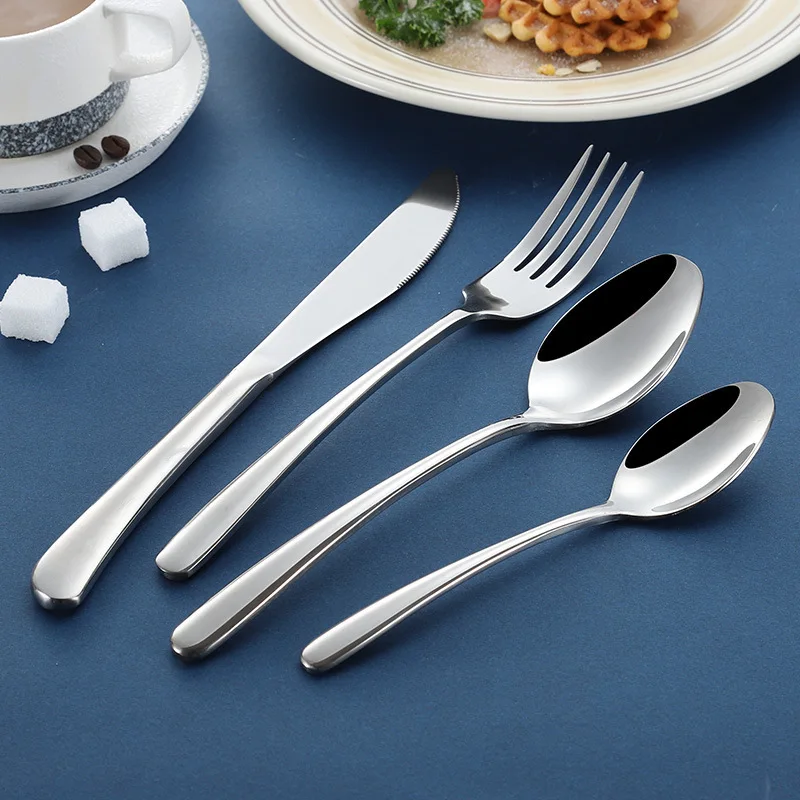 Silver 4pcs 4 шт./компл. оригинальность нож из нержавеющей стали вилка ложка золотой черный набор столовых приборов столовые приборы костюм столовые ложки набор посуды - Цвет: Silver 4pcs