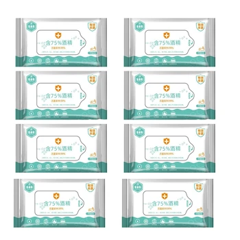 

10Pcs/Bag 75% Alcohol Wipes Portable Hand Towel Swabs Pads Disinfecting Wipes Antiseptic Cleanser Cleaning STerilization 8 Pack