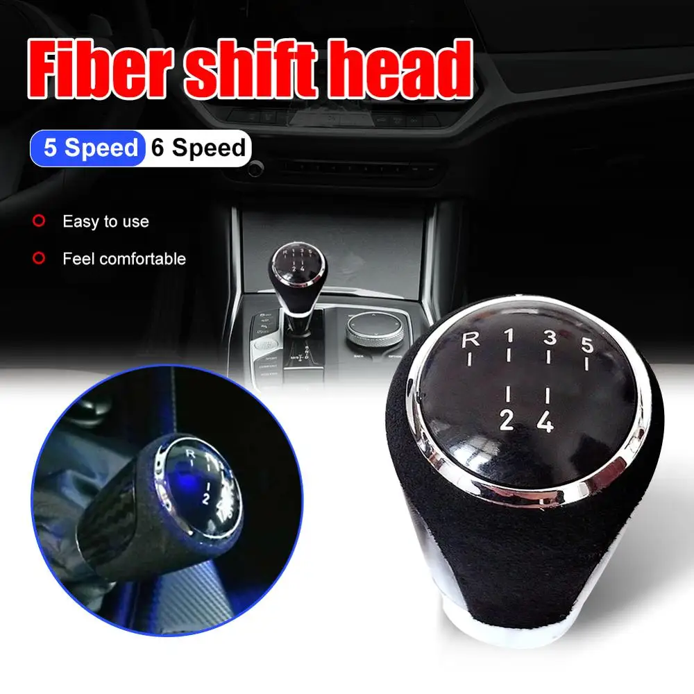 

1PC Black Gear Shift Knob PU Leather + PVC 5/6 Speed â€‹â€‹Gear Shift Knob Auto Replacement Parts Fit for BMW E81 87 E46 E90 E91 E92