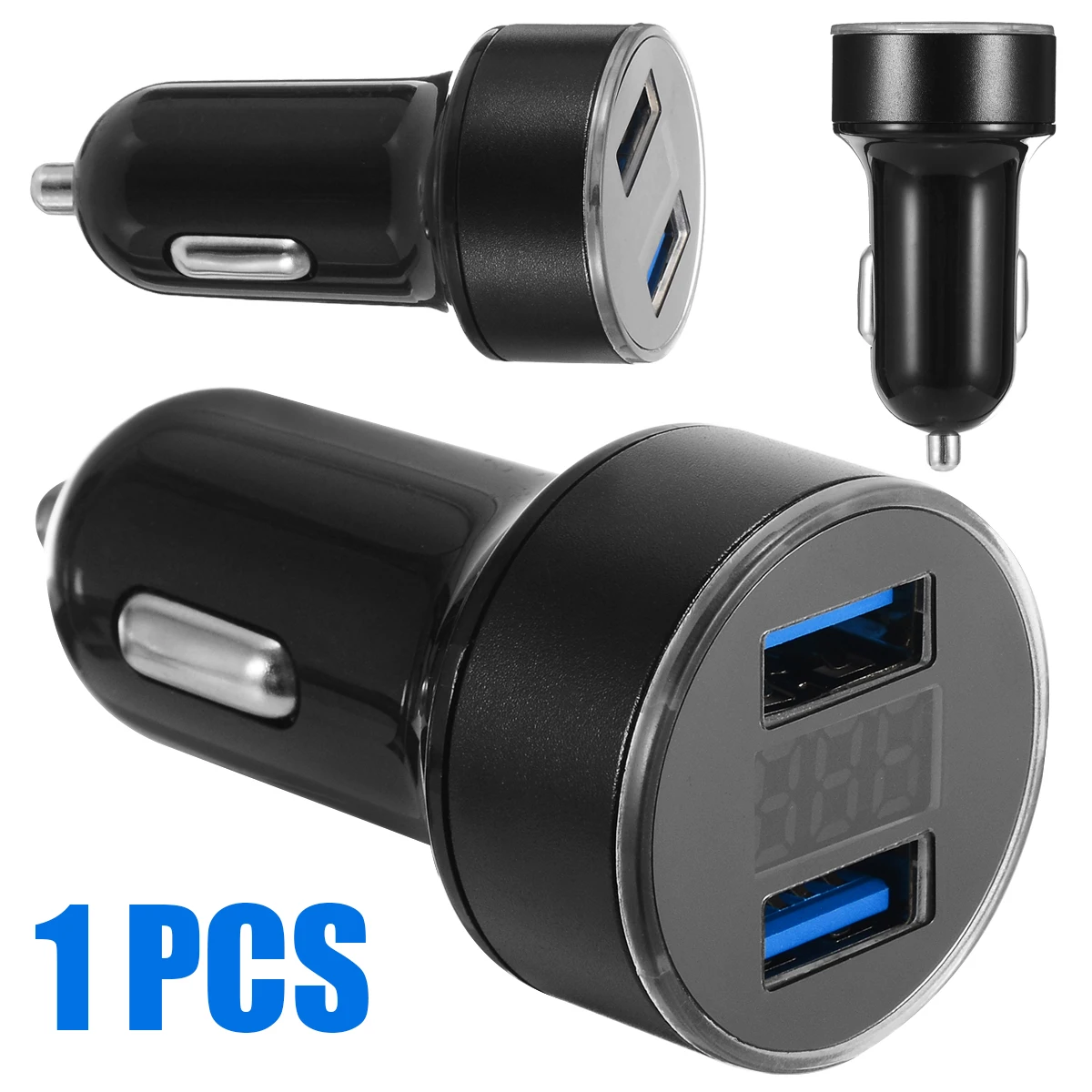 3.1A 5V Dual USB Car Charger Multifunctional Cigarette Lighter Adapter With LCD Voltage Display Support 12-24V Phone/MP3/MP4/GPS