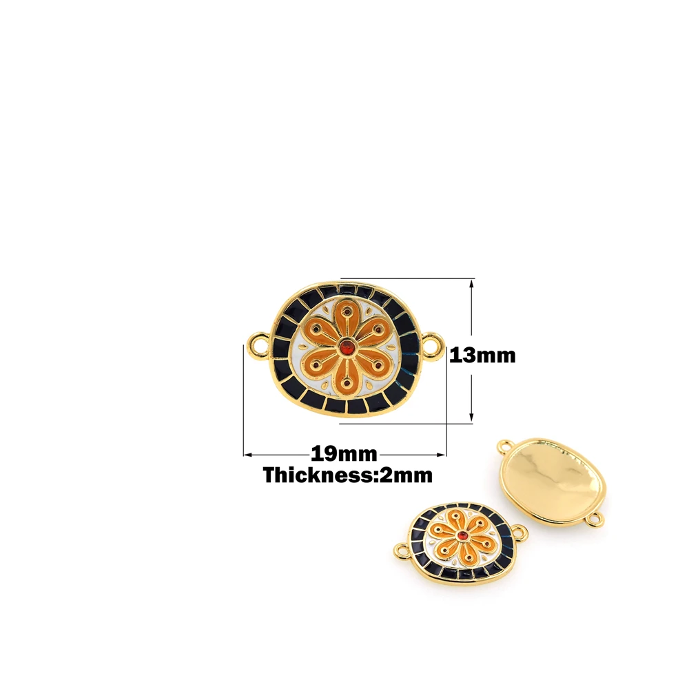 

High Quality Mirror Polished Gold Filled Enamel Sunflower Daisy Flower Pendant Necklace Bracelet Connector