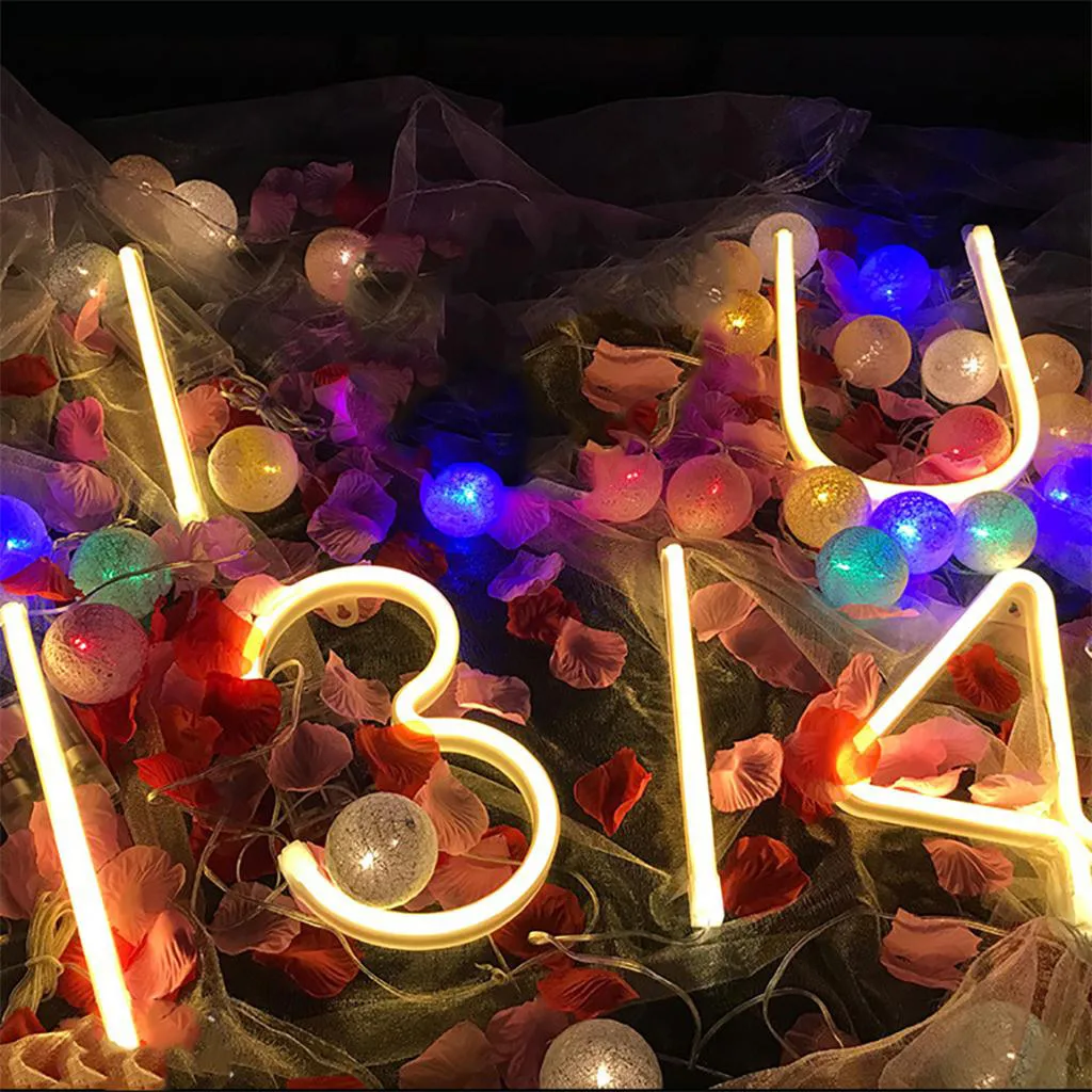 3D LED Night Lamp 0-9 Digital Marquee Sign Alphabet Light Standing Hanging Indoor Decor Wedding Party | Лампы и освещение
