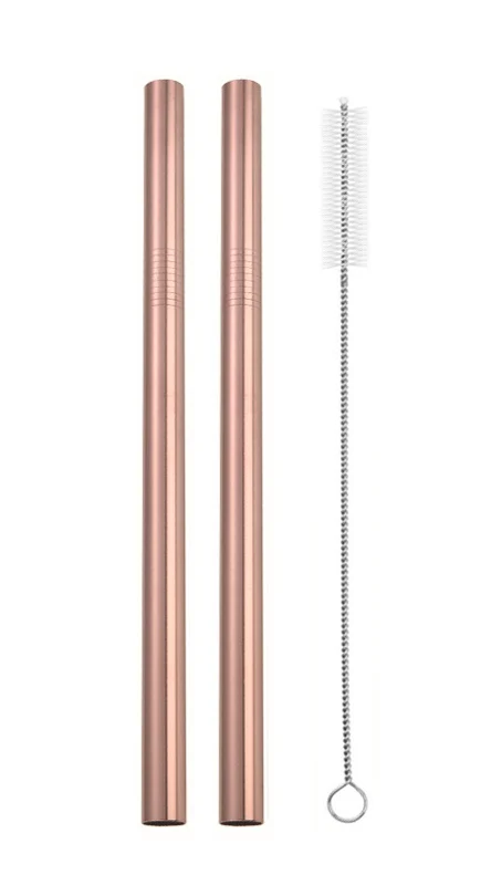 Rose gold-A 12 мм Большой Экстра Широкий соломинка многоразовая металлическая соломинка набор пузырьков трубочки для чая 304 из нержавеющей стали жемчужный молочный коктейль жир соломинка набор кистей - Цвет: Rose gold-A