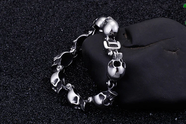 TrustyLan Панк Рокер череп браслет для мужчин 316L мужские ювелирные изделия из нержавеющей стали мужские браслеты с привидениями и браслеты подарок для Него