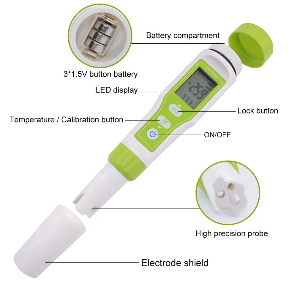 Goede Yieryi ORP 100 Redox Orp Meter Water Kwaliteit Monitor Lcd Digitale Detector Pen Type Analyzer Tester Voor Zwembad