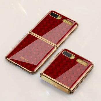 

For Samsung Galaxy Z Flip Case Luxury Plating Pattern Flod Tempered Glass Hard Case For Samsung F7000 F700F Z flip Capa
