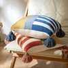 Housse de coussin à rayures, 45x45cm, bleu, rose, décoration de la maison, en tricot, pour salon et chambre à coucher ► Photo 2/6