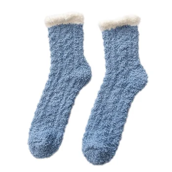 

Autumn and Winter Coral Velvet Fuzzy Socks Women Twist Warm Thickened Kawaii Solid Color Socks for Ladies