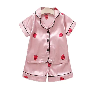 

Kids Pajama Set Baby Boys Girls Strawberry Cartoon Tops Shorts Sets Sleepwear Pajamas Children Nightgowns Clothing Vestido Wear