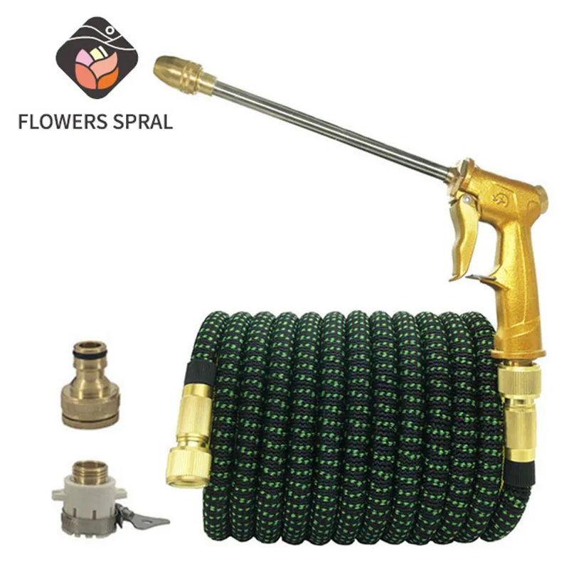 

Hot 25FT-100FT Garden Expandable Hose Magic Rubber Hose EU Water Pipe High Pressure Car Wash Hose with Spray Gun Watering Garden