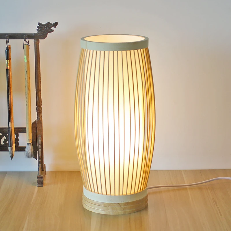 Bamboo desk lamp warm bedroom bedside study scene hotel cafe restaurant tabletop decorative | Лампы и освещение